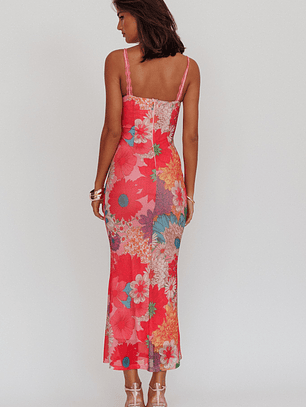 Girl Power Lace Strap Maxi Dress Pink