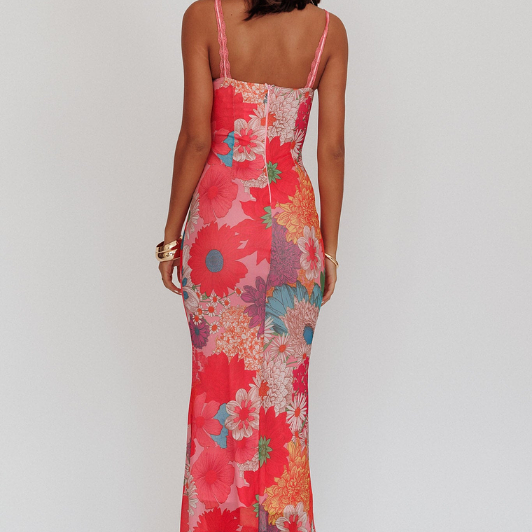 Girl Power Lace Strap Maxi Dress Pink 2