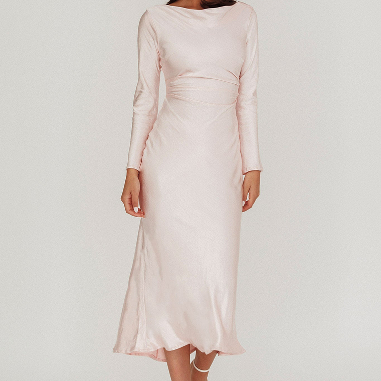 Loveland Cowl Back Midi Dress Baby Pink 4