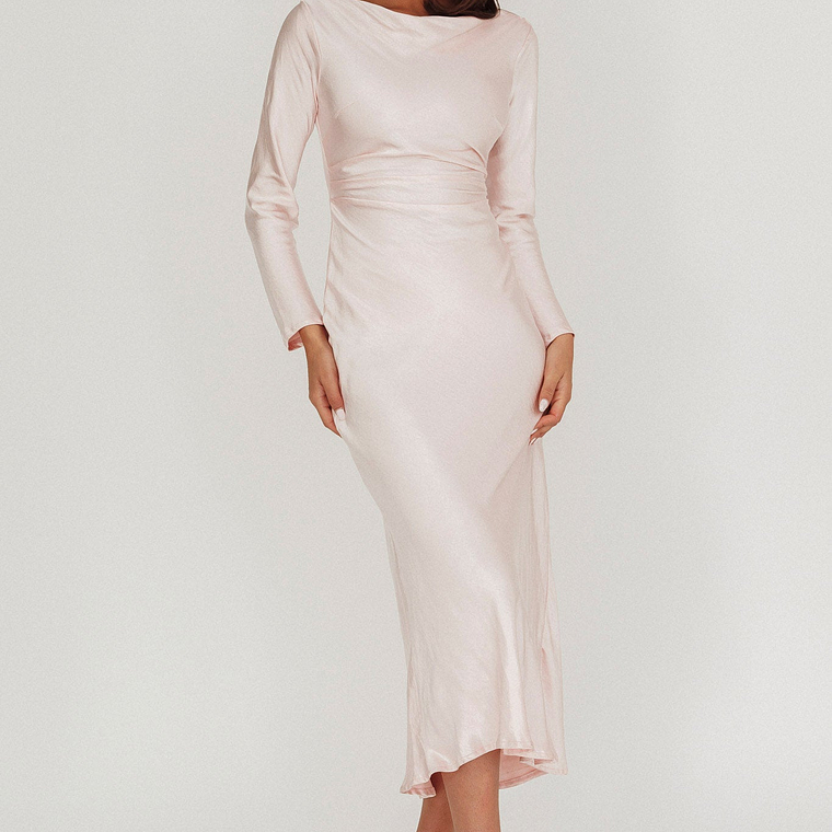 Loveland Cowl Back Midi Dress Baby Pink 5