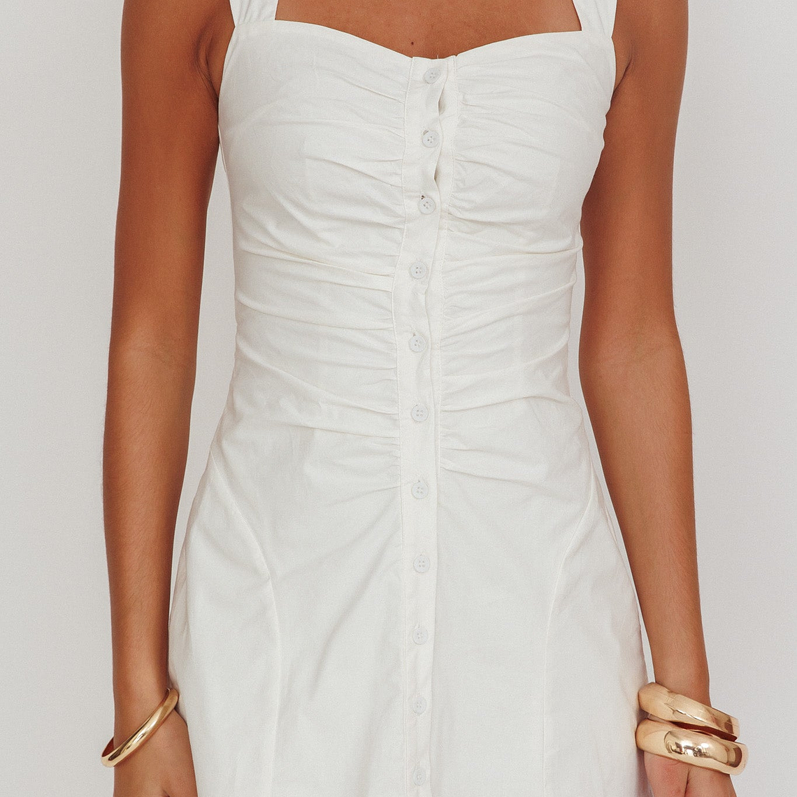 High Tide Buttoned Textured Mini Dress White 4