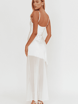 Gilded Dream Chiffon Hem Maxi Dress Oyster