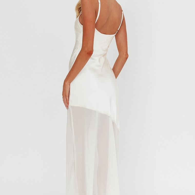 Gilded Dream Chiffon Hem Maxi Dress Oyster 2