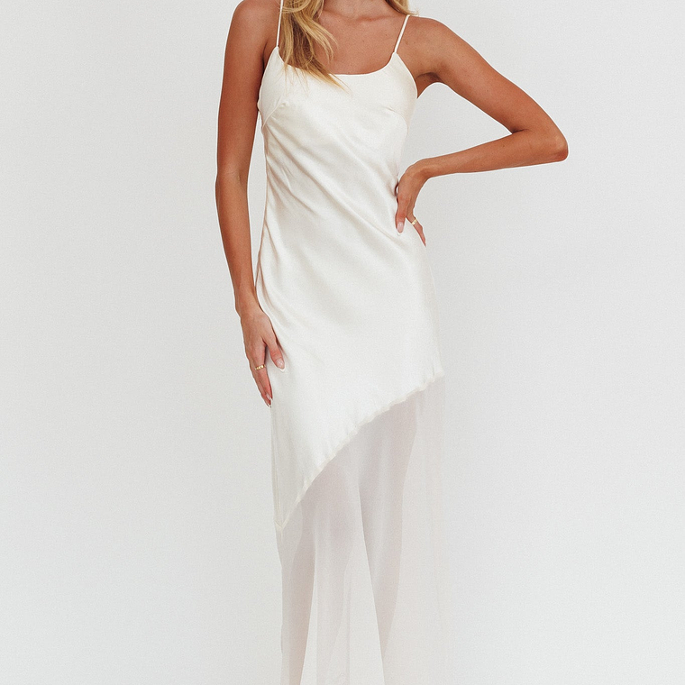 Gilded Dream Chiffon Hem Maxi Dress Oyster 4