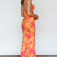 Teava Laced Waist Maxi Dress Floral Orange - thumbnail 3