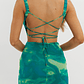 Dream Crush Lace-Up Back Side Split Maxi Dress Swirl Green - thumbnail 3
