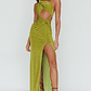 Kiah Twist Accent Thigh Split Midi Dress Moss - thumbnail 1