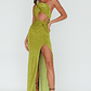 Kiah Twist Accent Thigh Split Midi Dress Moss - thumbnail 3