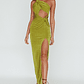 Kiah Twist Accent Thigh Split Midi Dress Moss - thumbnail 5