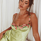 Rose Garden Floral Applique Midi Dress Lime - thumbnail 4