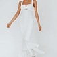 Nadia Ruched Fishtail Maxi Dress White - thumbnail 1