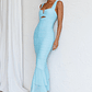 Nadia Ruched Fishtail Maxi Dress Light Blue - thumbnail 5