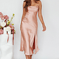 Well Versed Pleated Bust Front Split Dress Desert Rose - thumbnail 3