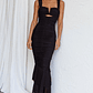 Nadia Ruched Fishtail Maxi Dress Black - thumbnail 1
