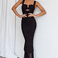 Nadia Ruched Fishtail Maxi Dress Black - thumbnail 4