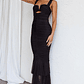 Nadia Ruched Fishtail Maxi Dress Black - thumbnail 7