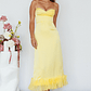 Buona Sera Hem Decoration Midi Dress Lemon - thumbnail 1