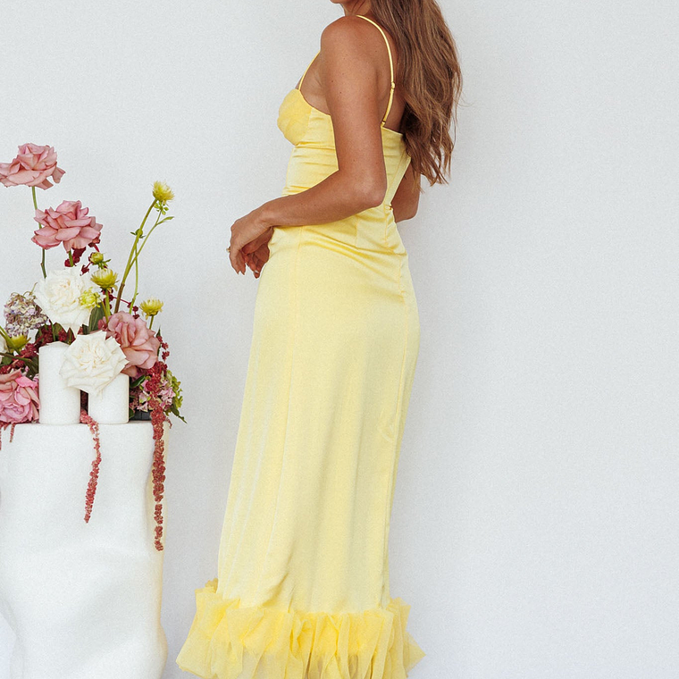 Buona Sera Hem Decoration Midi Dress Lemon 5