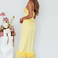 Buona Sera Hem Decoration Midi Dress Lemon - thumbnail 5