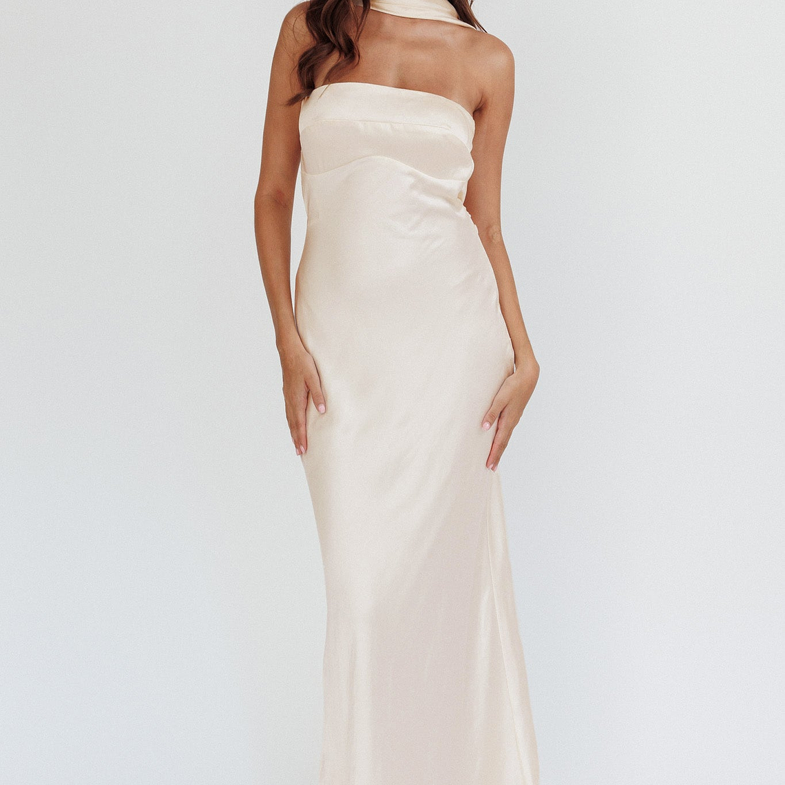 Damsel Reverse Halter Maxi Dress Oyster 2