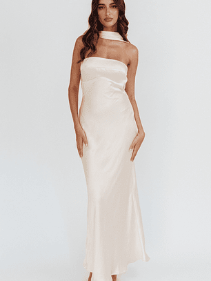 Damsel Reverse Halter Maxi Dress Oyster
