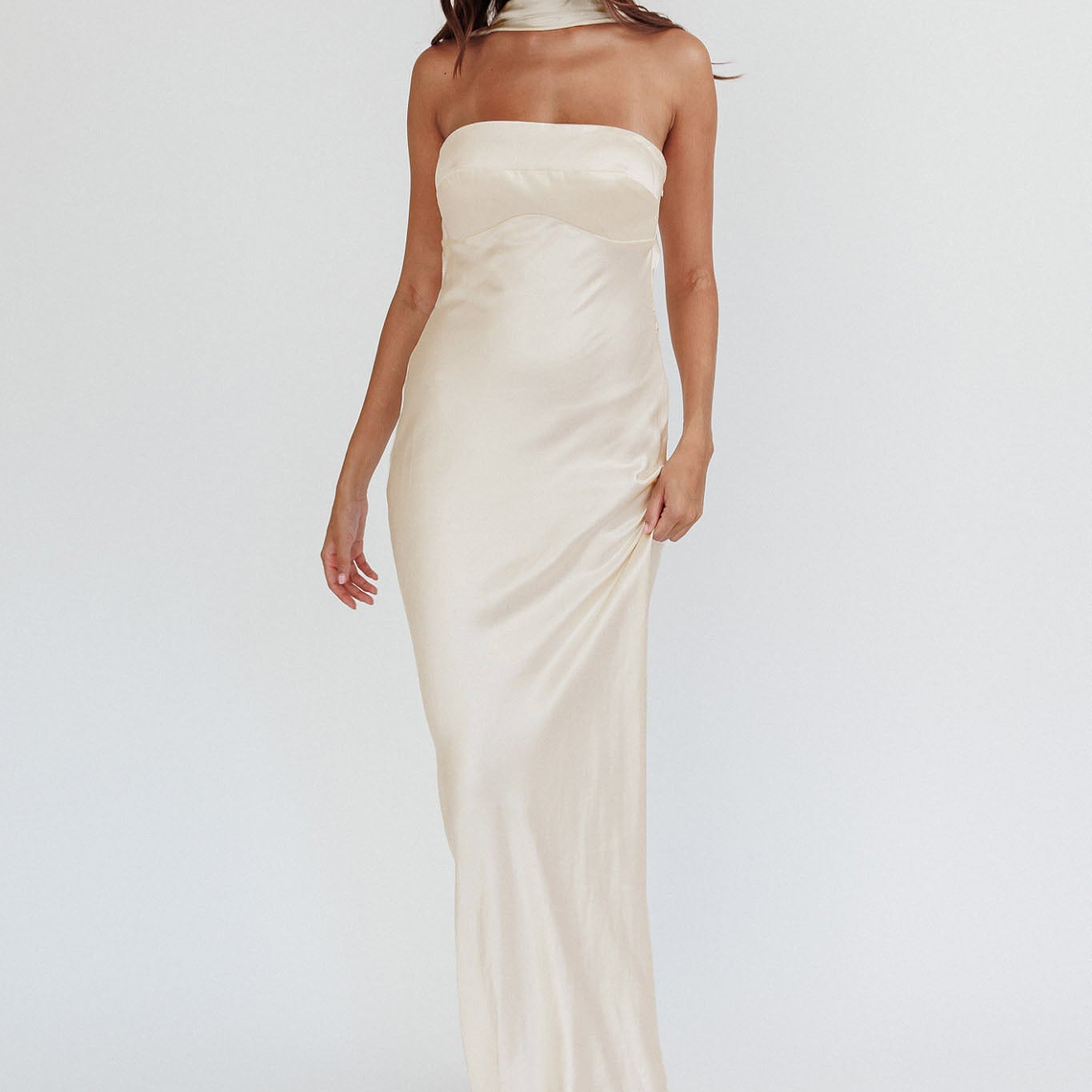 Damsel Reverse Halter Maxi Dress Oyster 5