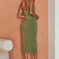 Dominica Twist Feature Cut-Out Waist Midi Dress Olive - thumbnail 2