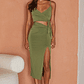 Dominica Twist Feature Cut-Out Waist Midi Dress Olive - thumbnail 3