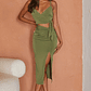 Dominica Twist Feature Cut-Out Waist Midi Dress Olive - thumbnail 4