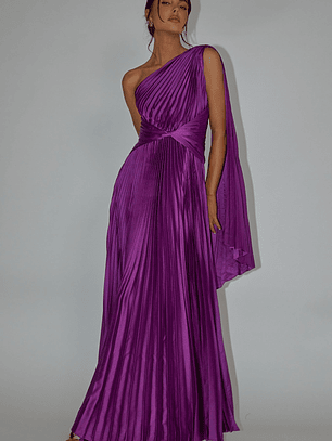 Laxmi Accordion Pleat Maxi Dress Purple