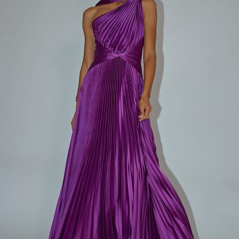 Laxmi Accordion Pleat Maxi Dress Purple 3