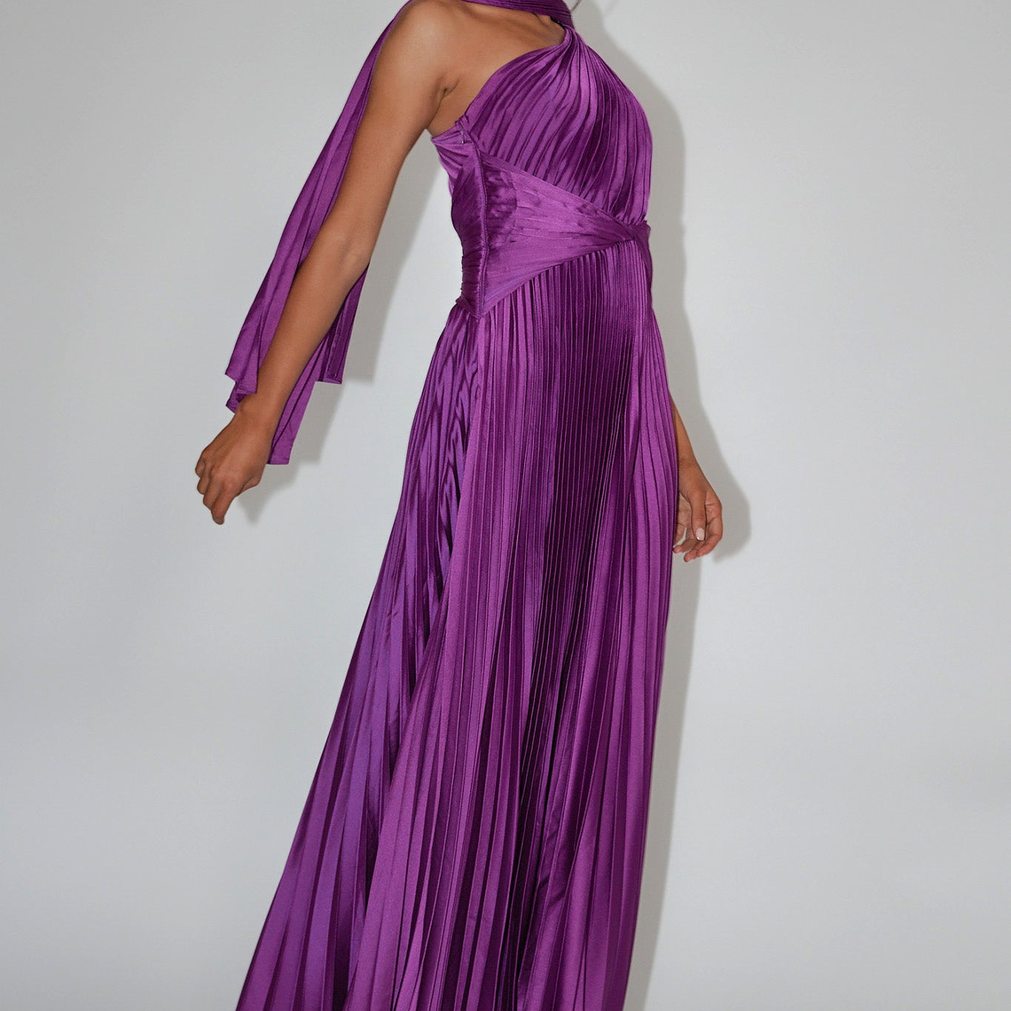 Laxmi Accordion Pleat Maxi Dress Purple 4