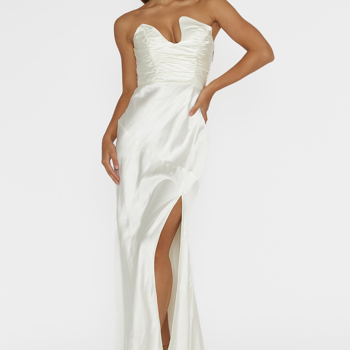 Blaise Asymmetric Neckline Maxi Dress Pearl 3