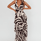 Veda Strappy Back Ruffle Maxi Dress Print Black - thumbnail 1