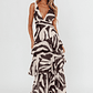 Veda Strappy Back Ruffle Maxi Dress Print Black - thumbnail 3