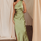 Kamillia One-Shoulder Split Maxi Dress Olive - thumbnail 1