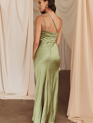 Kamillia One-Shoulder Split Maxi Dress Olive