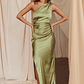 Kamillia One-Shoulder Split Maxi Dress Olive - thumbnail 3