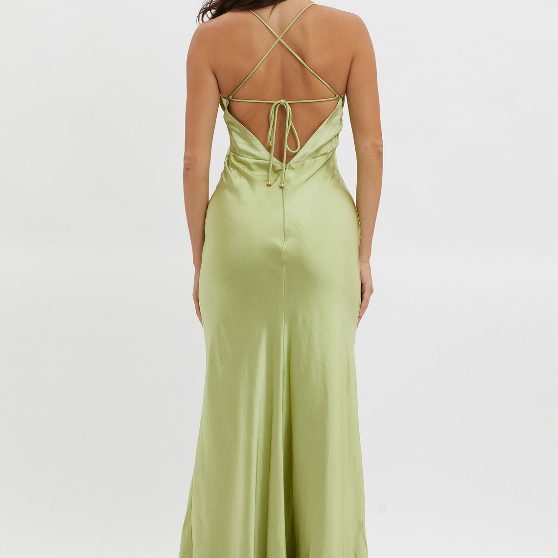 Alora Tie-Up Back Maxi Dress Olive 2