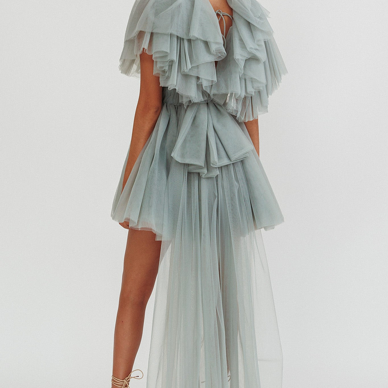 Star Power Tulle Train Mini Dress Pistachio 3