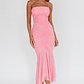 By Chance One Strap Ruched Maxi Dress Pink - thumbnail 1