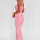 By Chance One Strap Ruched Maxi Dress Pink - thumbnail 2