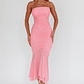 By Chance One Strap Ruched Maxi Dress Pink - thumbnail 3