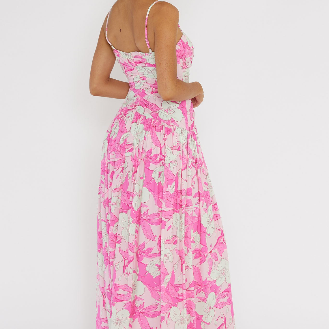 Amanie Ruched Waist Maxi Dress Pink 2