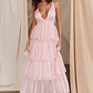 Auguste Tiered Frill Midi Dress Blush - thumbnail 1