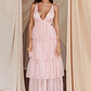 Auguste Tiered Frill Midi Dress Blush - thumbnail 4