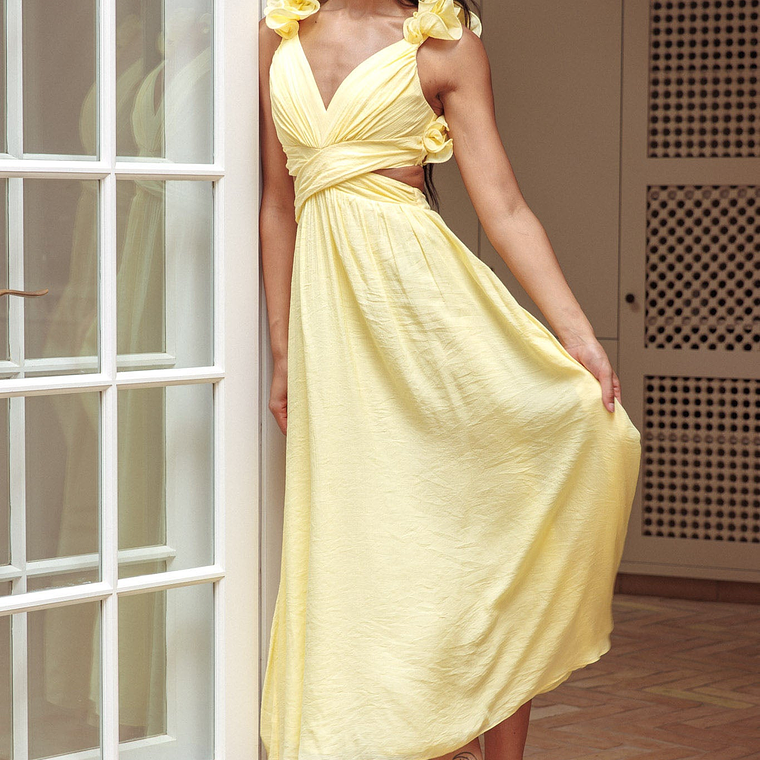 Madara Laced Back Ruffle Dress Yellow 4