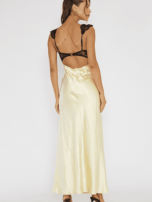 Claribel Lace Bust Maxi Dress Lemon