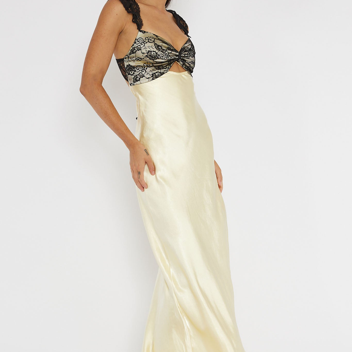 Claribel Lace Bust Maxi Dress Lemon 3