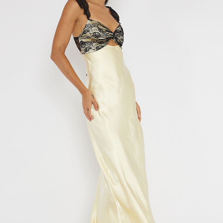 Claribel Lace Bust Maxi Dress Lemon 3